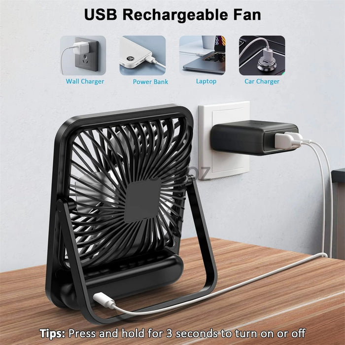 Ventilador de Secretária Dobrável USB Recarregável 5 Velocidades com Ecrã Digital | BronAir©