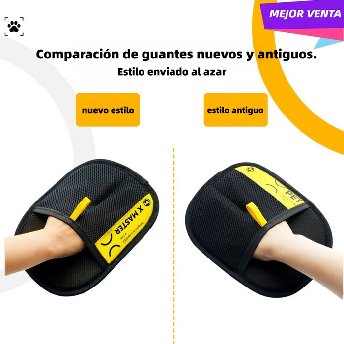Guante quitapelos para retirar pelo de mascotas de camiseta negra