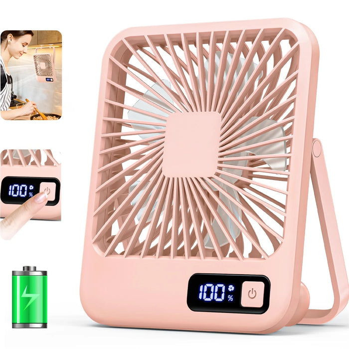 Ventilador de Secretária Dobrável USB Recarregável 5 Velocidades com Ecrã Digital | BronAir©