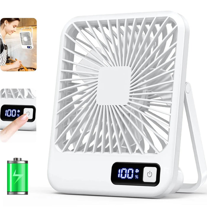 Ventilador de Secretária Dobrável USB Recarregável 5 Velocidades com Ecrã Digital | BronAir©