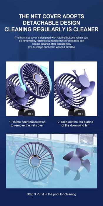 Ventilador de Pescoço Portátil Dobrável USB Recarregável 5 Velocidades | BronAir©