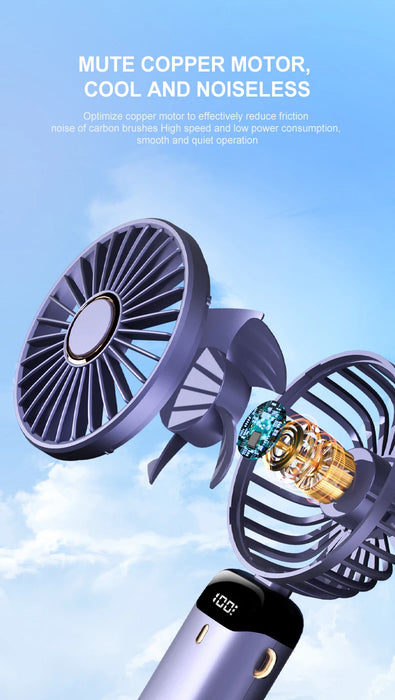 Ventilador de Pescoço Portátil Dobrável USB Recarregável 5 Velocidades | BronAir©