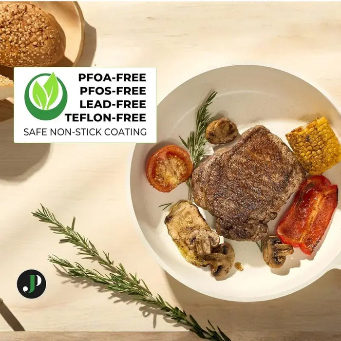 Batería de Cocina Granito 14 Piezas Just Perfecto – Beige Antiadherente con Tapas