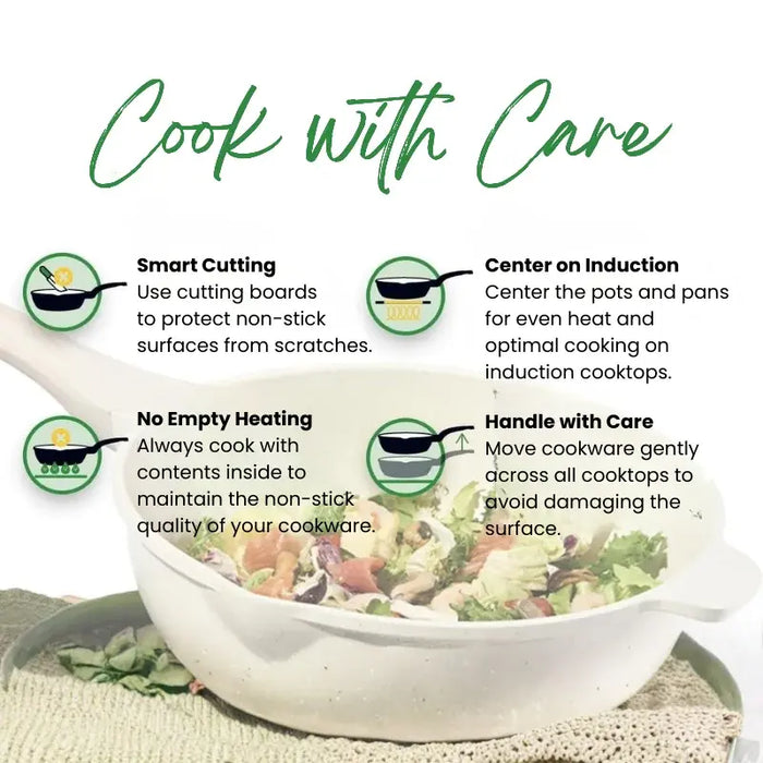 Batería de Cocina Granito 14 Piezas Just Perfecto – Beige Antiadherente con Tapas