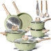 Batería de Cocina Granito 15 Piezas Just Perfecto – Verde con Tapas y Utensilios