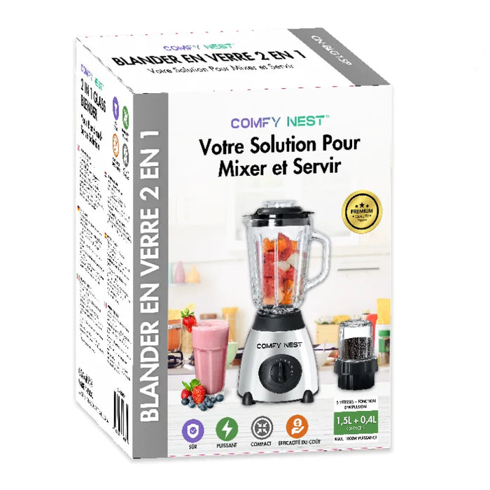 Batidora de vaso y molinillo Comfy Nest 800W 1.5 L