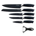 Cheffinger CF-MB07: Juego de 6 Cuchillos Marmoleados en Negro Azabache -Bronmart