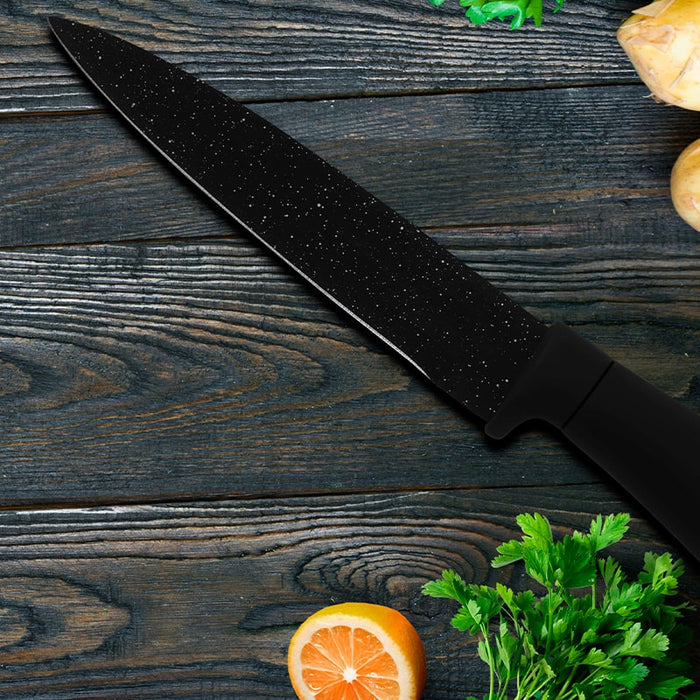 Juego de cuchillos con soporte de acrílico de 8 piezas - Mármol negro | BronKitchen©